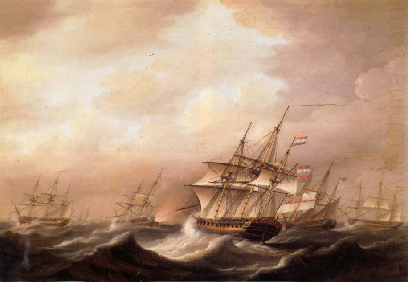 Nicholas Pocock A British convoy in a gale during the american war of independence china oil painting image
